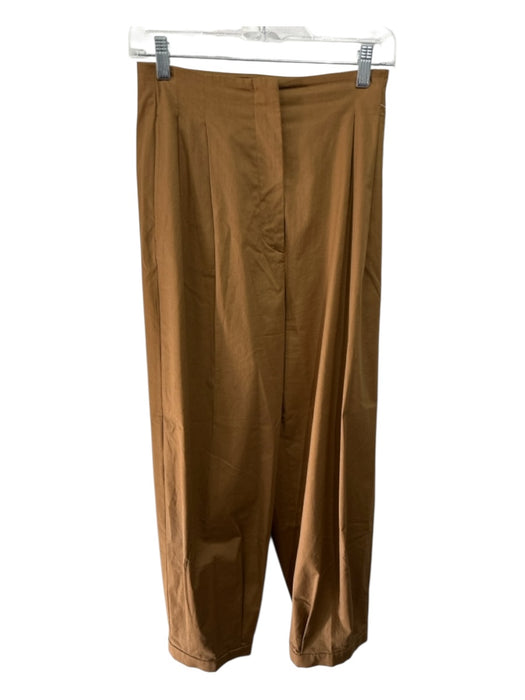 MaxMara Size 4 Brown Cotton Pleat Detail Zip Fly Pockets Barrel Pants Brown / 4