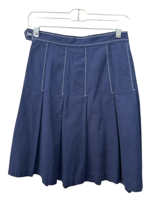 Isaac Mizrahi Size 4 Blue & White Cotton Contrast Stitching Pleat Side Zip Skirt Blue & White / 4