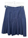 Isaac Mizrahi Size 4 Blue & White Cotton Contrast Stitching Pleat Side Zip Skirt Blue & White / 4
