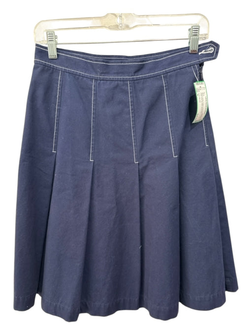 Isaac Mizrahi Size 4 Blue & White Cotton Contrast Stitching Pleat Side Zip Skirt Blue & White / 4
