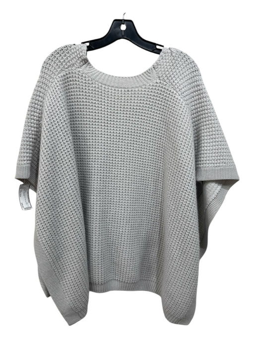 Kokun Light Gray Cashmere Rib Knit Boat Neck Poncho Light Gray / One Size