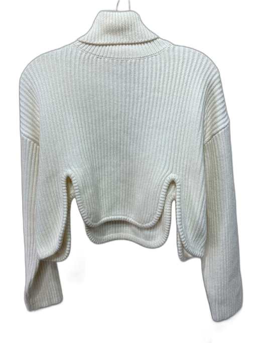 Atoir Size 4 Cream White Cotton & Wool Blend Ribbed Knit Turtleneck Sweater Cream White / 4