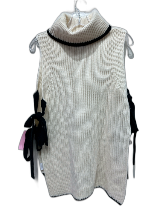 Intermix Size P Cream & Black Wool & Cashmere Ribbed Knit Sleeveless Sweater Cream & Black / P