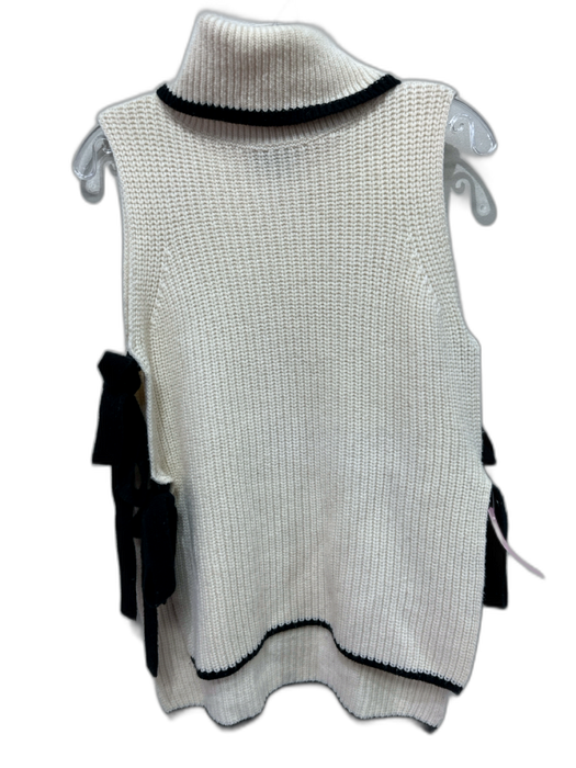 Intermix Size P Cream & Black Wool & Cashmere Ribbed Knit Sleeveless Sweater Cream & Black / P