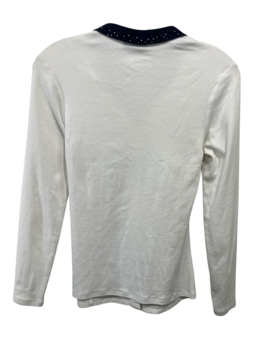 Peserico Size Est XS White & Navy Blue Missing Fabric Tag Long Sleeve Top White & Navy Blue / Est XS