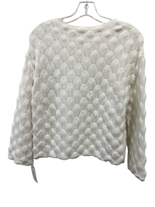 See By Chloe Size S White Cotton Knit Long Sleeve Scale Pattern Sweater White / S