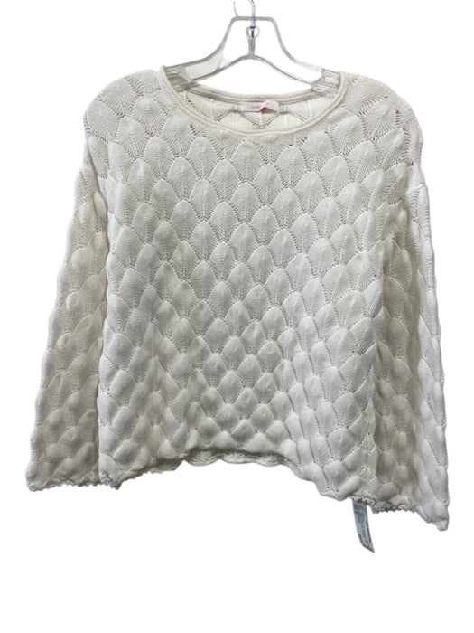 See By Chloe Size S White Cotton Knit Long Sleeve Scale Pattern Sweater White / S