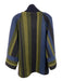 Rosso35 Size 46 Olive Green & Navy Blue Wool Striped Ribbed Knit Detail Coat Olive Green & Navy Blue / 46