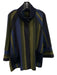 Rosso35 Size 46 Olive Green & Navy Blue Wool Striped Ribbed Knit Detail Coat Olive Green & Navy Blue / 46