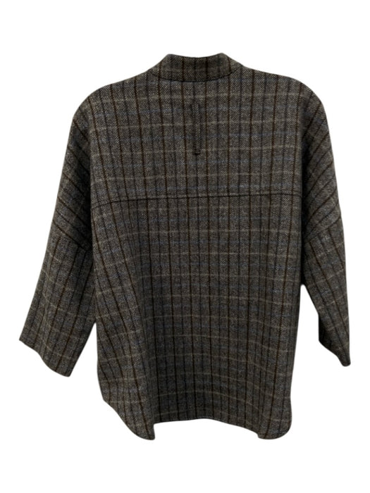 Kal Rieman Size S Gray, Brown & Blue Wool & Cashmere Plaid Button Front Jacket Gray, Brown & Blue / S