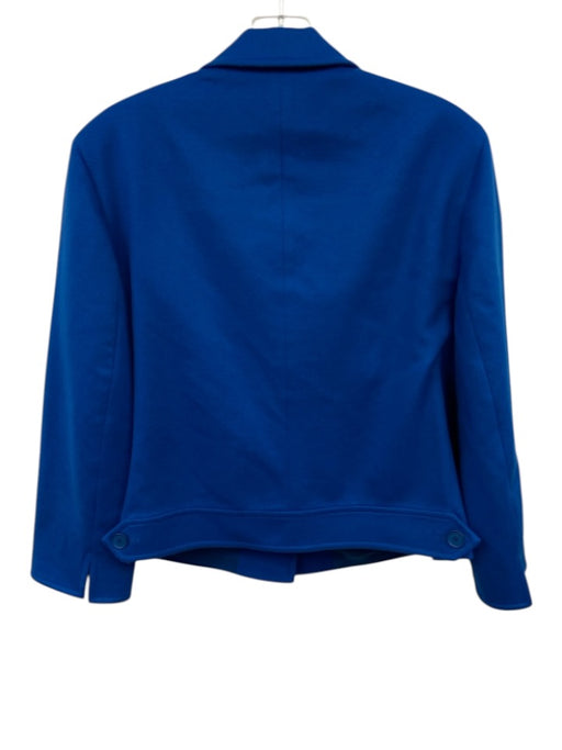 Akris Punto Size 12 Blue Wool Button Front Patch Pockets Lapel Boxy Jacket Blue / 12