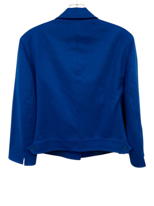 Akris Punto Size 12 Blue Wool Button Front Patch Pockets Lapel Boxy Jacket Blue / 12