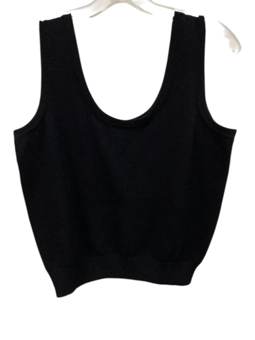 St. John Basics Size S Black No Fabric Tag Sleeveless Ribbed Knit U Neck Top Black / S