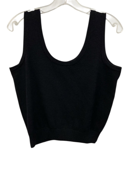 St. John Basics Size S Black No Fabric Tag Sleeveless Ribbed Knit U Neck Top Black / S