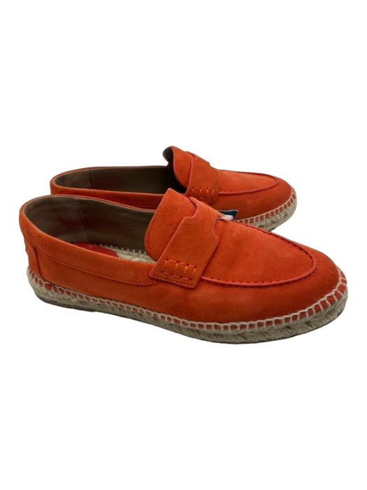 Hermes Shoe Size 37 Orange & Beige Suede round toe Loafer Whipstitch Espadrille Orange & Beige / 37