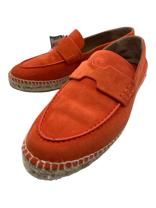 Hermes Shoe Size 37 Orange & Beige Suede round toe Loafer Whipstitch Espadrille Orange & Beige / 37