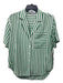 AYR Size Small Green & White Viscose & Silk Short Sleeve Button Up pocket Top Green & White / Small