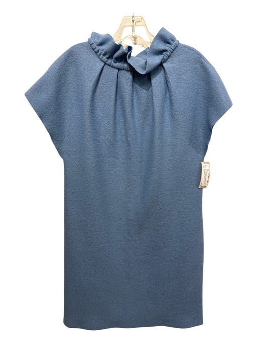 Ann Mashburn Size S Blue Wool Sleeveless Ruffle Neckline Drawstring Neck Dress Blue / S