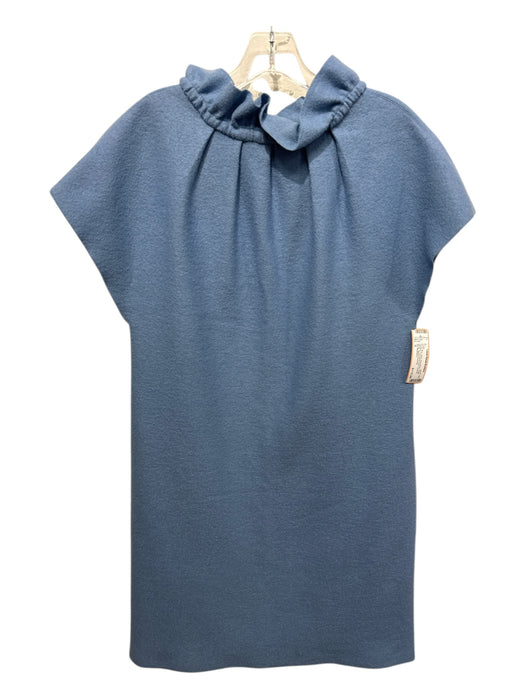 Ann Mashburn Size S Blue Wool Sleeveless Ruffle Neckline Drawstring Neck Dress Blue / S