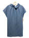 Ann Mashburn Size S Blue Wool Sleeveless Ruffle Neckline Drawstring Neck Dress Blue / S