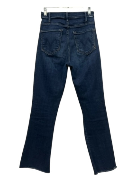 Mother Size 26 Dark Wash Cotton Denim Mid Rise zip fly Frayed Hem Jeans Dark Wash / 26