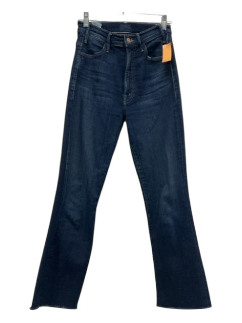 Mother Size 26 Dark Wash Cotton Denim Mid Rise zip fly Frayed Hem Jeans Dark Wash / 26