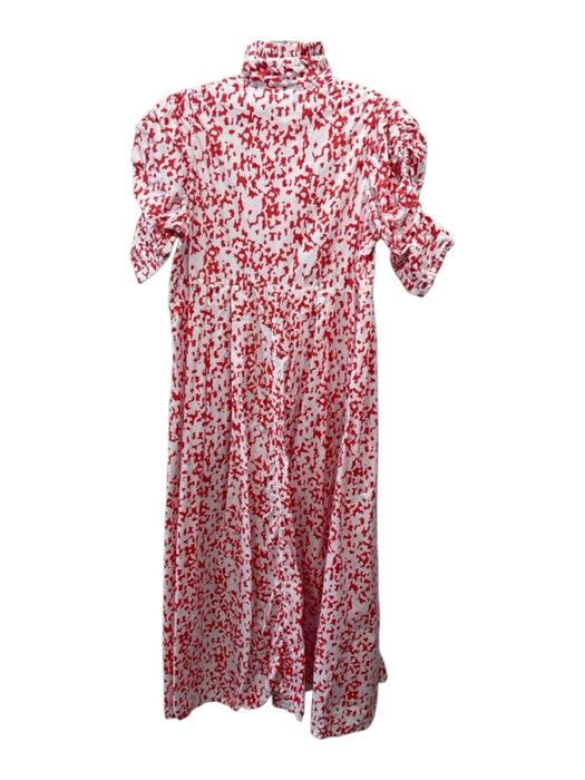 Thierry Colson Size XS White & Red Cotton Short Sleeve Button Up All Over Dress White & Red / XS