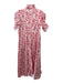 Thierry Colson Size XS White & Red Cotton Short Sleeve Button Up All Over Dress White & Red / XS