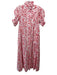 Thierry Colson Size XS White & Red Cotton Short Sleeve Button Up All Over Dress White & Red / XS