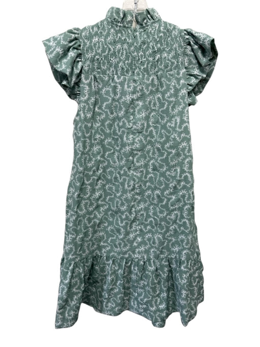 Sea New York Size S Sage Green & White Polyester Seersucker Abstract Print Dress Sage Green & White / S
