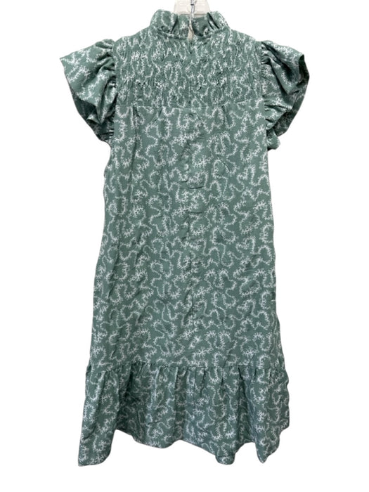 Sea New York Size S Sage Green & White Polyester Seersucker Abstract Print Dress Sage Green & White / S