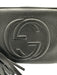 Gucci Black Leather Zip Top Logo Embossed Tassel Detail Crossbody Bag Black