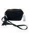 Gucci Black Leather Zip Top Logo Embossed Tassel Detail Crossbody Bag Black