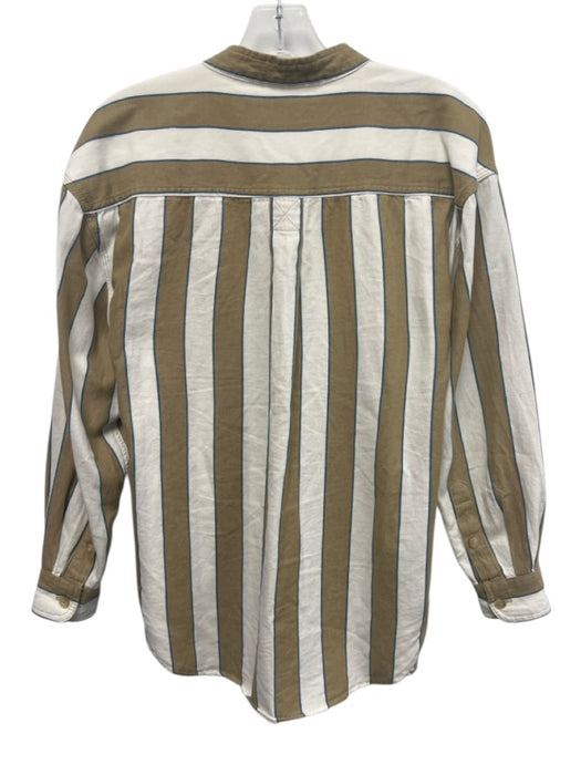Closed Size S Beige, White & blue Cotton Blend Striped Long Sleeve Button Up Top Beige, White & blue / S