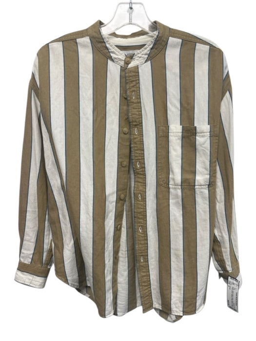 Closed Size S Beige, White & blue Cotton Blend Striped Long Sleeve Button Up Top Beige, White & blue / S