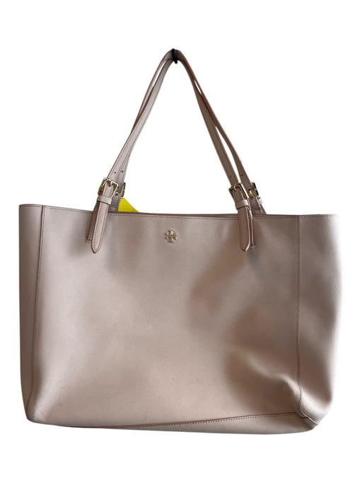Tory Burch Pink Saffiano Leather Gold Tone Hardware Solid Bag Pink / Large
