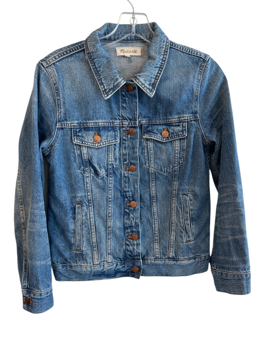Madewell Size M Blue 100% Corn Denim Medium Dark Wash pocket Long Sleeve Jacket Blue / M