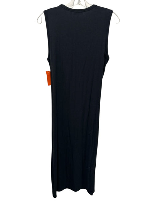 Theory Size M Black Ramie Waist Knot Midi Sleeveless Dress Black / M