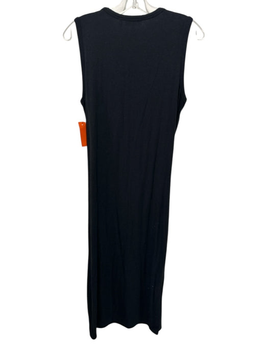 Theory Size M Black Ramie Waist Knot Midi Sleeveless Dress Black / M