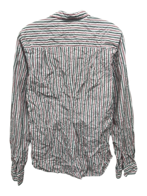 Frank & Eileen Size M White, Pink, Green Cotton Button Pinstripe Collar Top White, Pink, Green / M