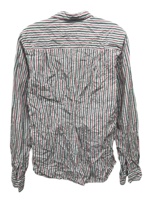 Frank & Eileen Size M White, Pink, Green Cotton Button Pinstripe Collar Top White, Pink, Green / M