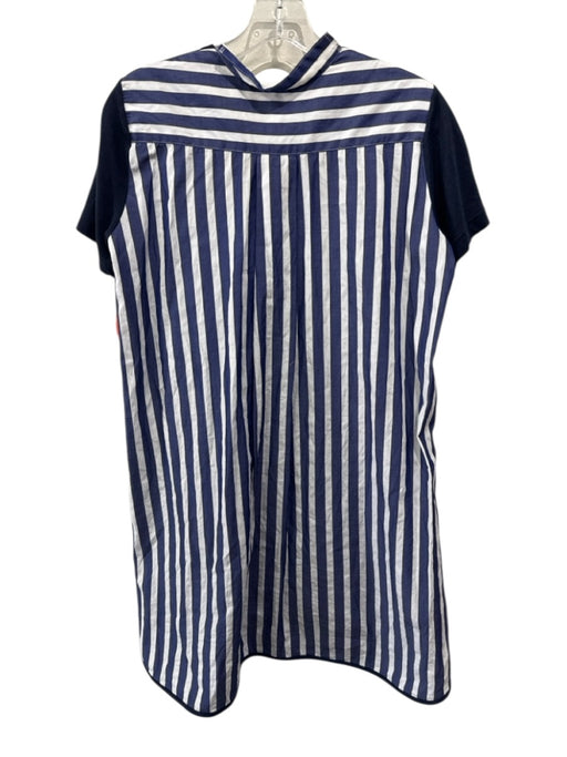 Sacai Size 1 Blue & White Linen Blend Fabric Block Stripe short sleeve Dress Blue & White / 1