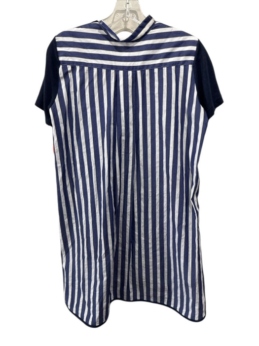 Sacai Size 1 Blue & White Linen Blend Fabric Block Stripe short sleeve Dress Blue & White / 1