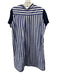 Sacai Size 1 Blue & White Linen Blend Fabric Block Stripe short sleeve Dress Blue & White / 1