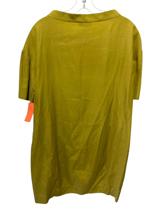 COS Size 4 Mustard Yellow Cupro Blend Short Sleeve Wide Neck T Shirt Dress Mustard Yellow / 4