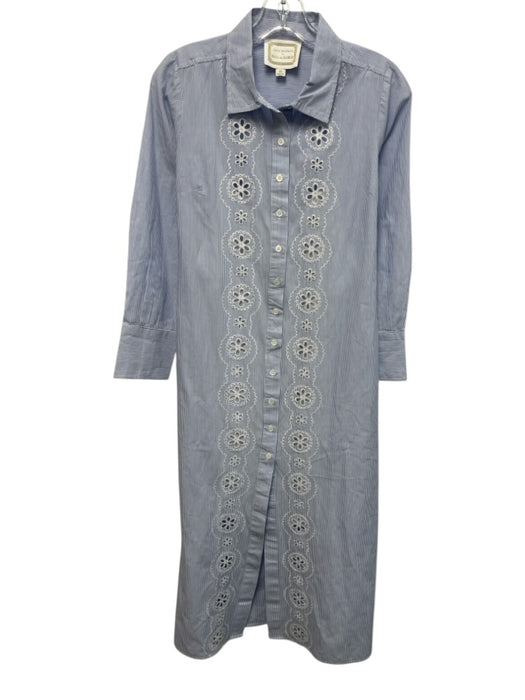 Sail To Sable Size XS Blue & White Cotton Slip Incld Long Sleeve Striped Dress Blue & White / XS