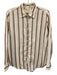 XiRENA Size S Cream, Orange & Blue Cotton Striped Long Sleeve Button Up Top Cream, Orange & Blue / S