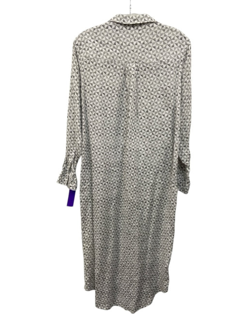 Frank & Eileen Size S White & Black Linen Geometric Print Short Sleeve Dress White & Black / S