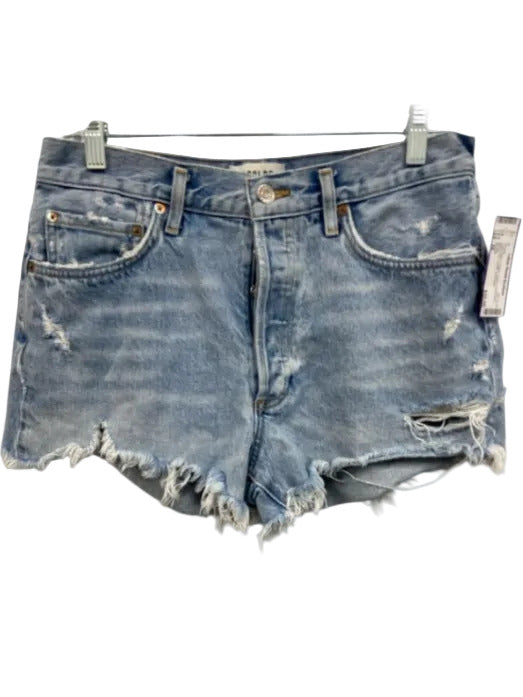 Agolde Size 28 Light Wash Cotton Denim Distressed Button Fly Cutoff Shorts Light Wash / 28