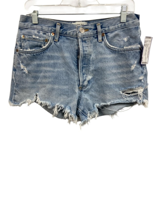 Agolde Size 28 Light Wash Cotton Denim Distressed Button Fly Cutoff Shorts Light Wash / 28